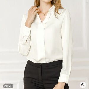 🫧 Satin Elegant V-Neck Long Sleeve Silky Office Work Blouse 🫧